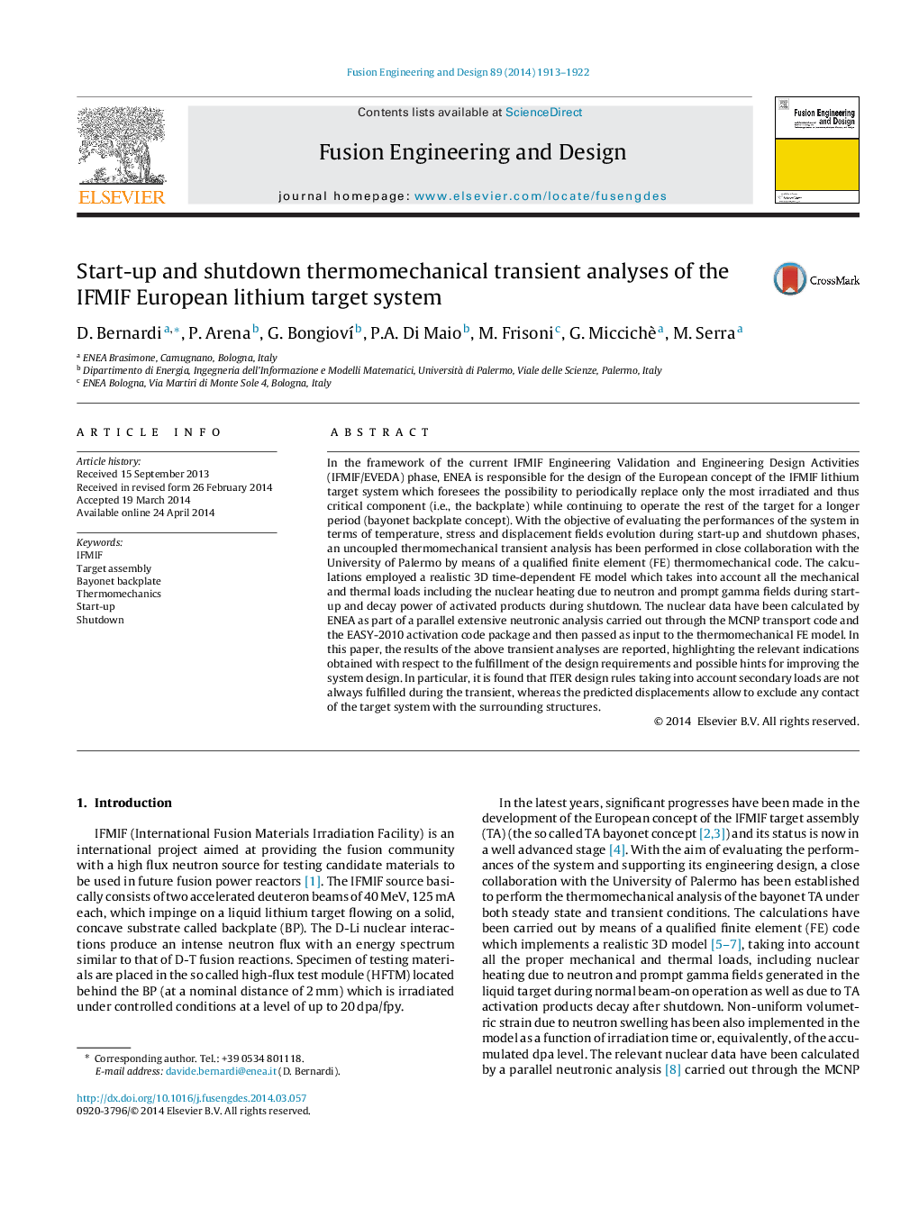 Start-up and shutdown thermomechanical transient analyses of the IFMIF European lithium target system