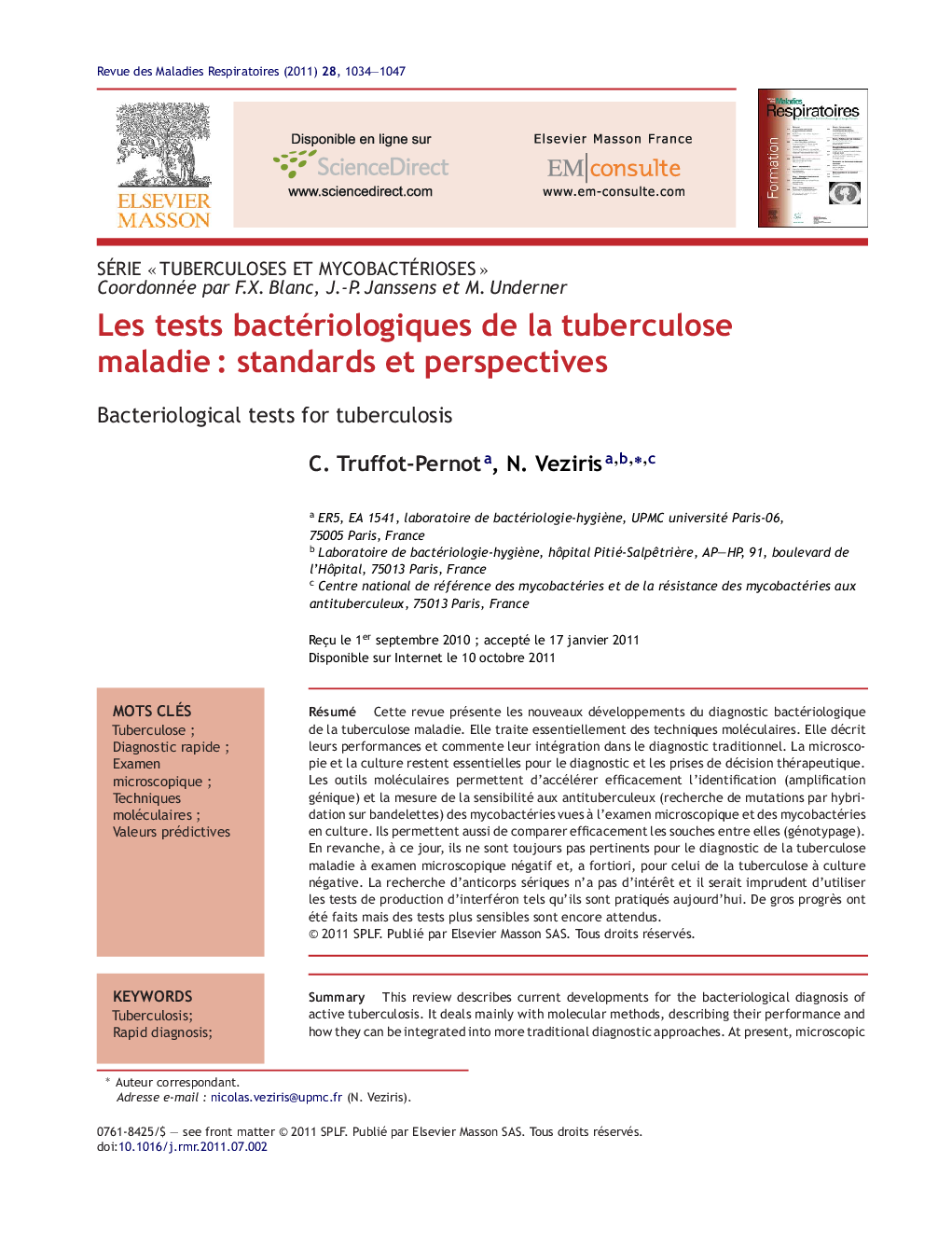 Les tests bactériologiques de la tuberculose maladieÂ : standards et perspectives