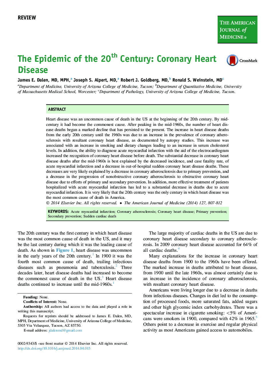 The Epidemic of the 20th Century: Coronary Heart Disease 