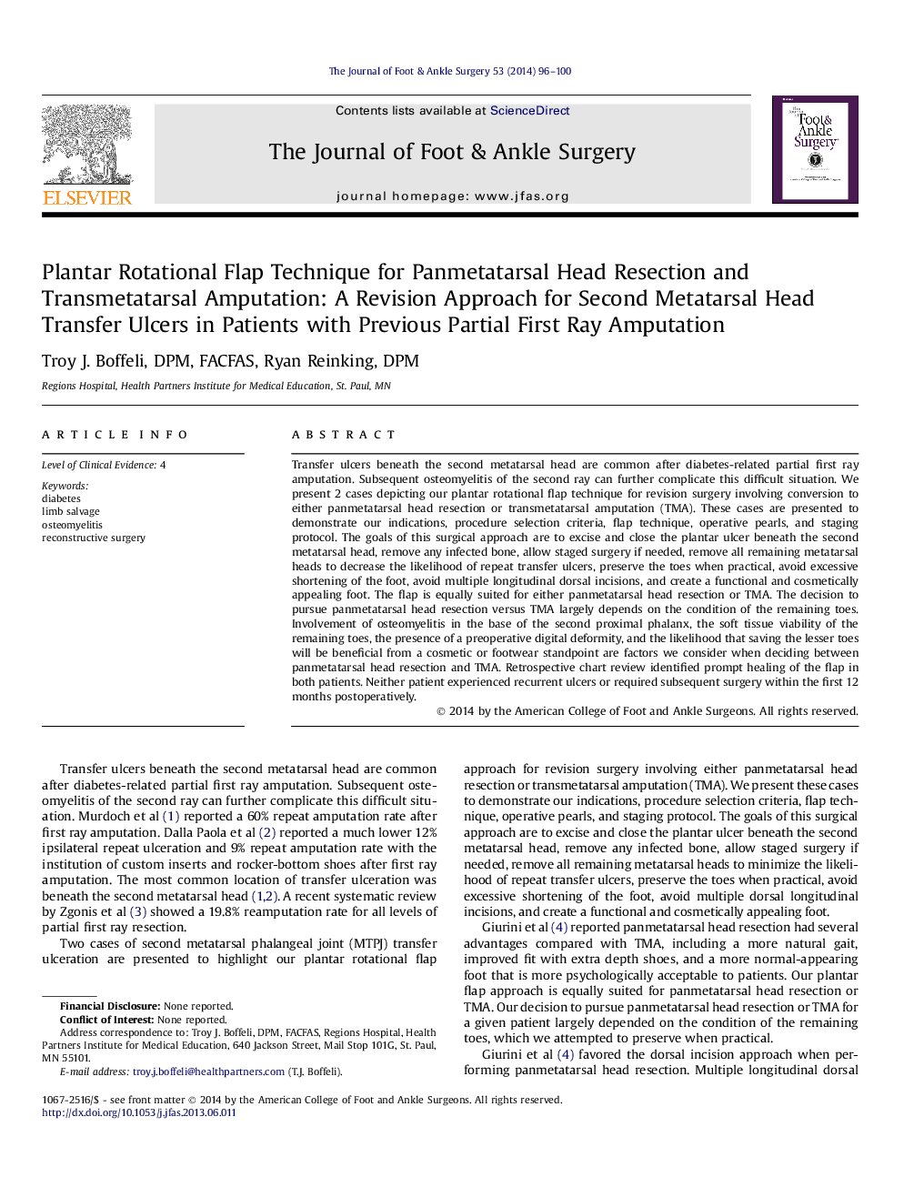 تکنیک فلپ چرخشی پایدار برای پوسیدگی سر و صورت پان متاتارسار و قطعه شده: یک روش بازبینی برای سرطان دوم انتقال دهنده سر در بیماران مبتلا به قطع عضو اول 