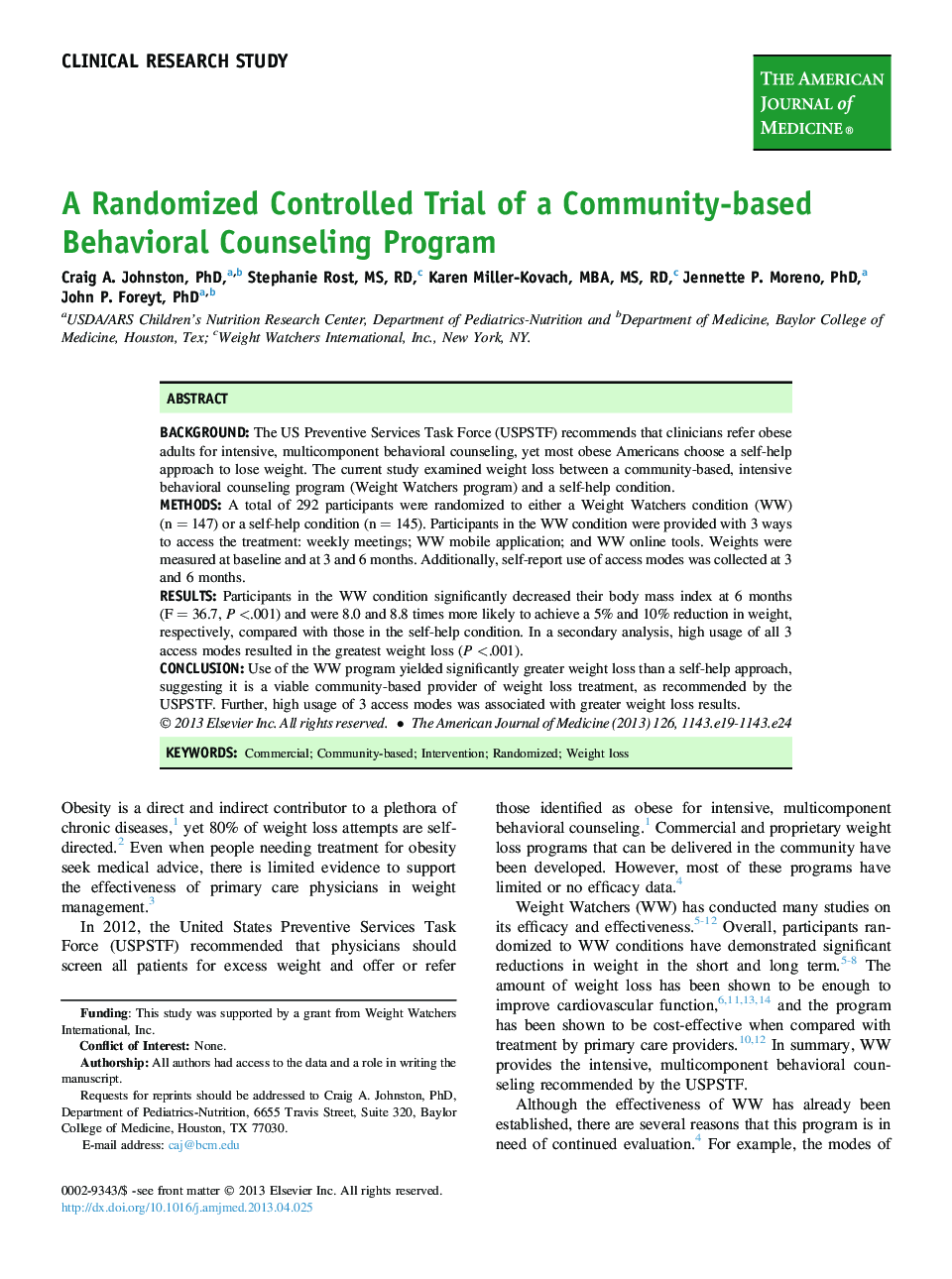 A Randomized Controlled Trial of a Community-based Behavioral Counseling Program