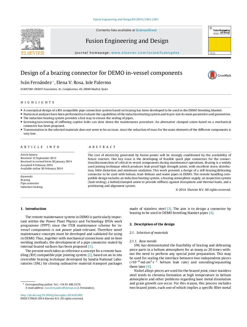 Design of a brazing connector for DEMO in-vessel components