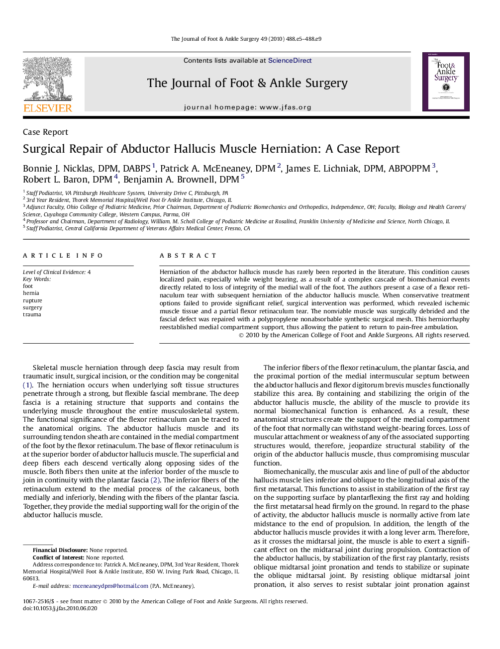 Surgical Repair of Abductor Hallucis Muscle Herniation: A Case Report