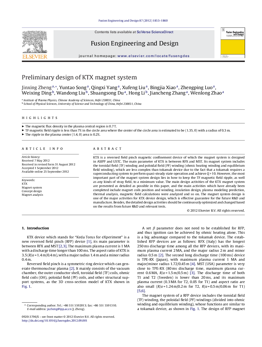 Preliminary design of KTX magnet system