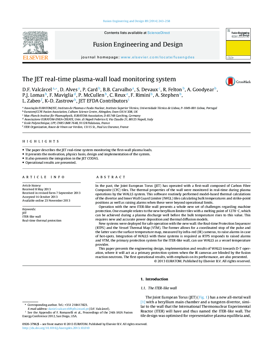 The JET real-time plasma-wall load monitoring system