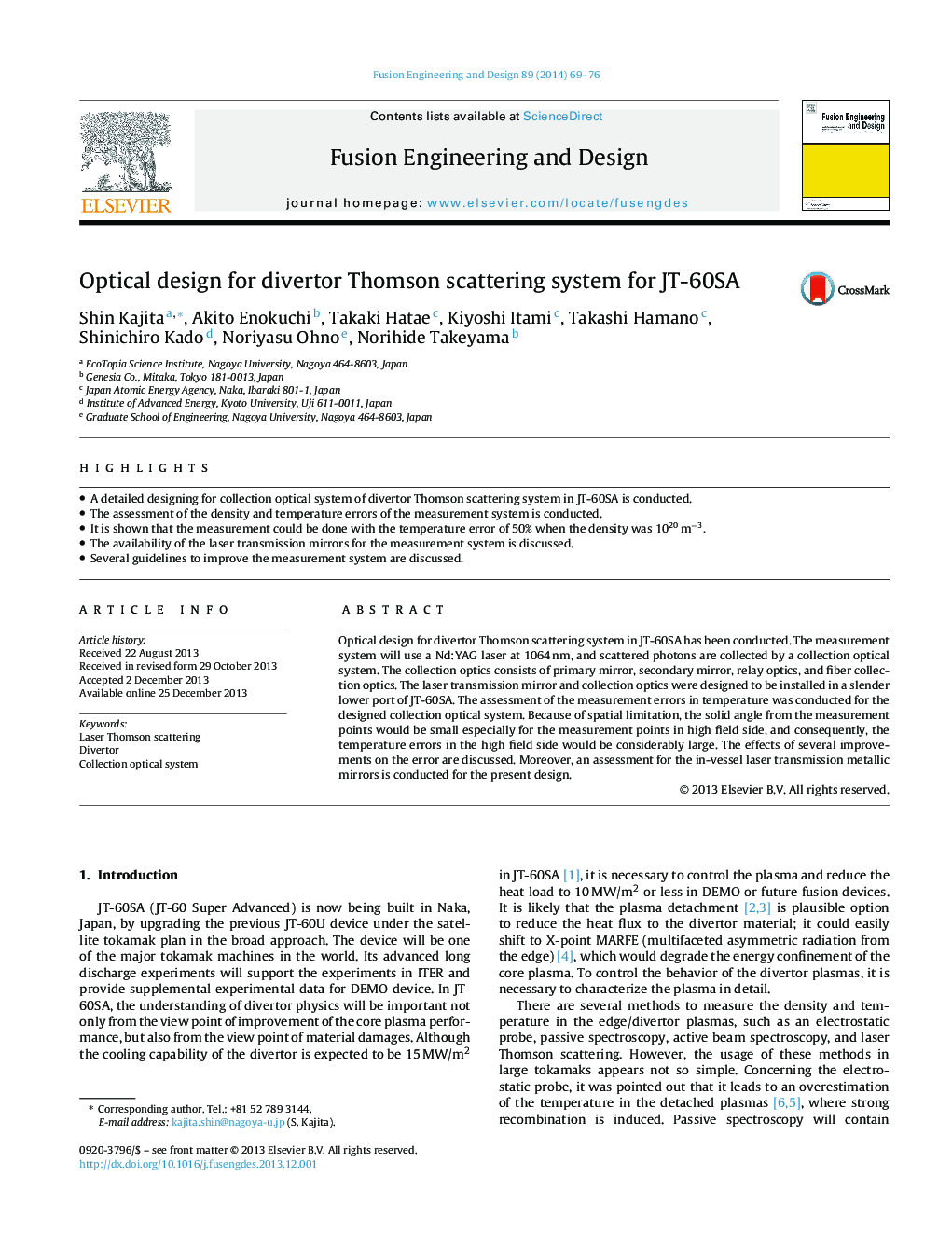 Optical design for divertor Thomson scattering system for JT-60SA