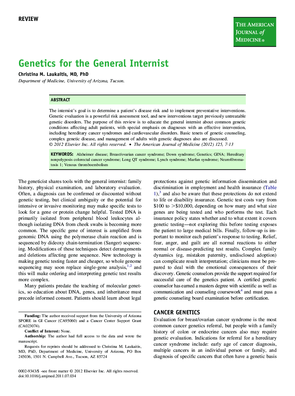 Genetics for the General Internist 