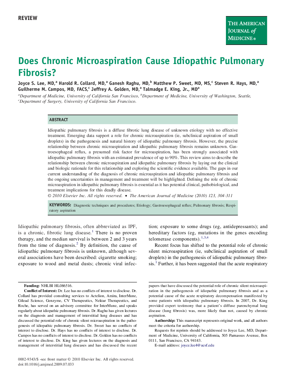 Does Chronic Microaspiration Cause Idiopathic Pulmonary Fibrosis? 