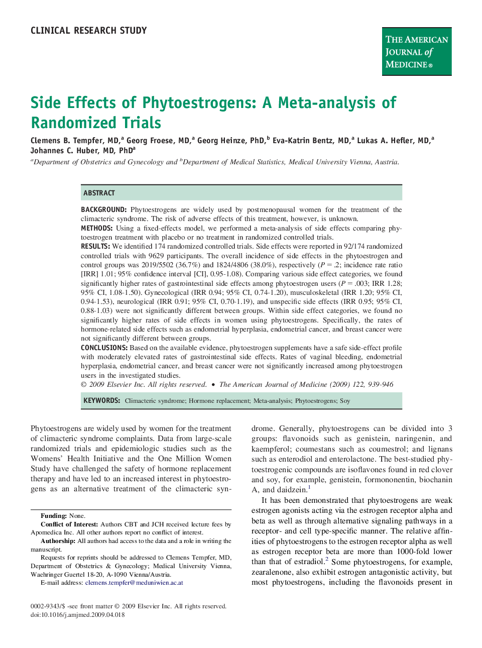 Side Effects of Phytoestrogens: A Meta-analysis of Randomized Trials