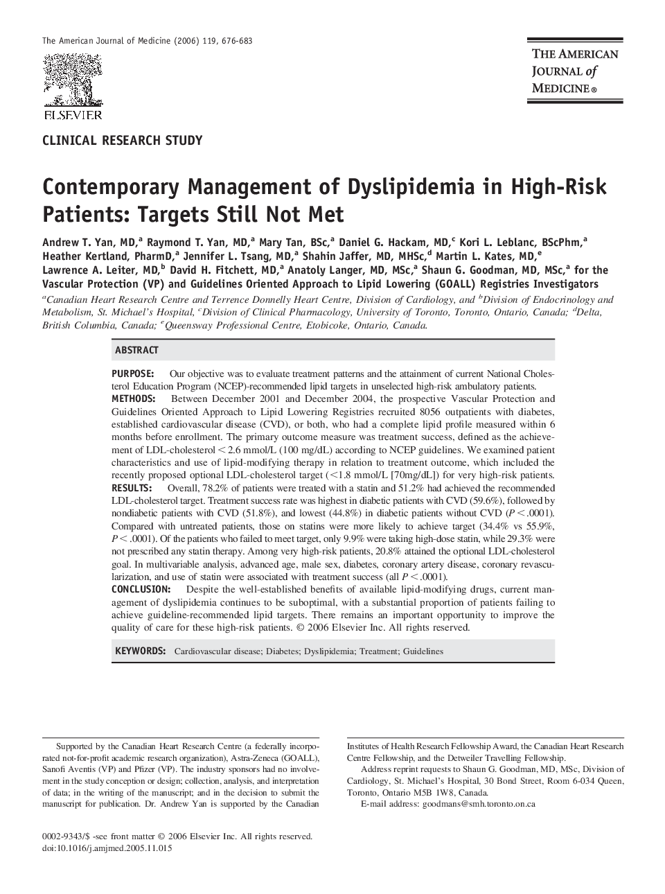 Contemporary Management of Dyslipidemia in High-Risk Patients: Targets Still Not Met