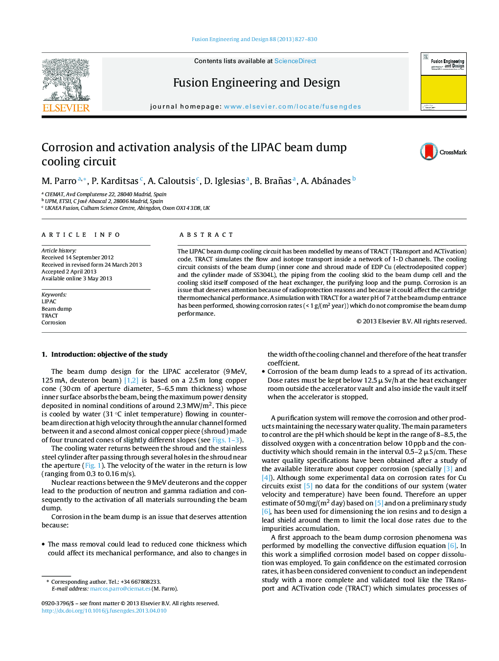 Corrosion and activation analysis of the LIPAC beam dump cooling circuit