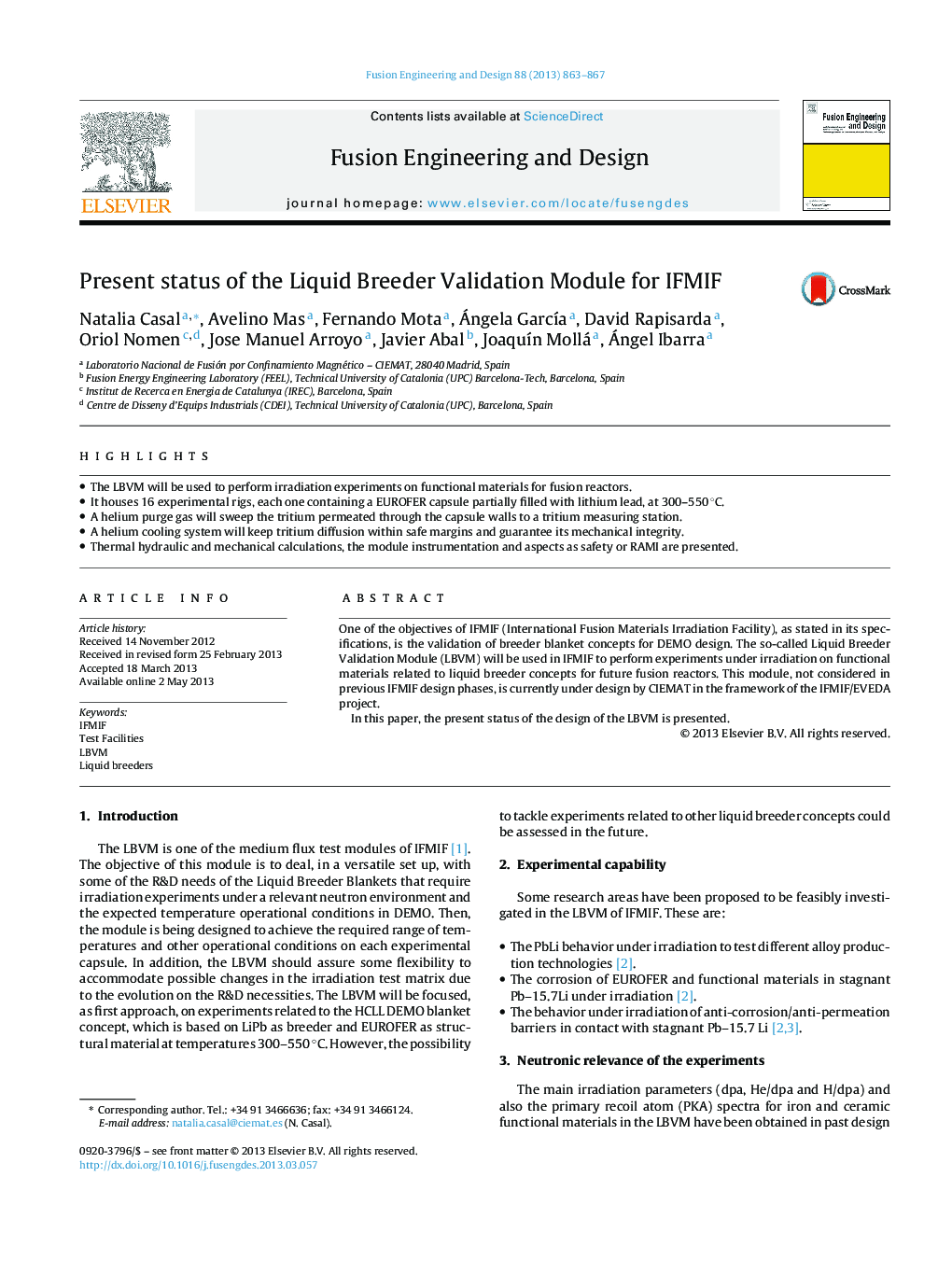 Present status of the Liquid Breeder Validation Module for IFMIF