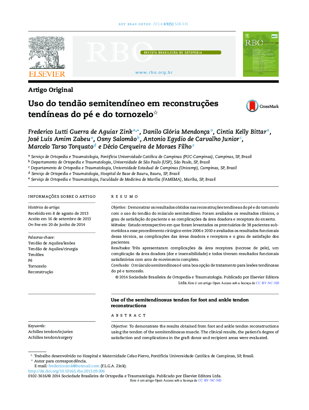 Uso do tendão semitendíneo em reconstruções tendíneas do pé e do tornozelo 