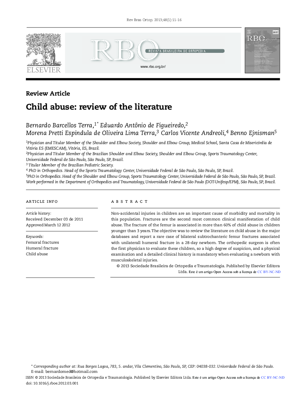 Child abuse: review of the literature