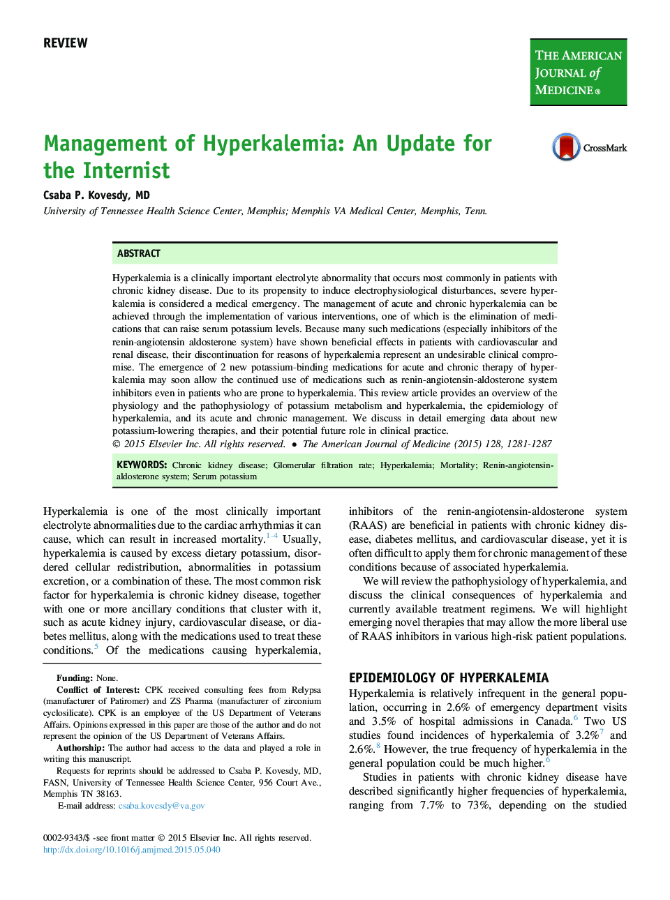 مدیریت Hyperkalemia: به روز رسانی برای Internist