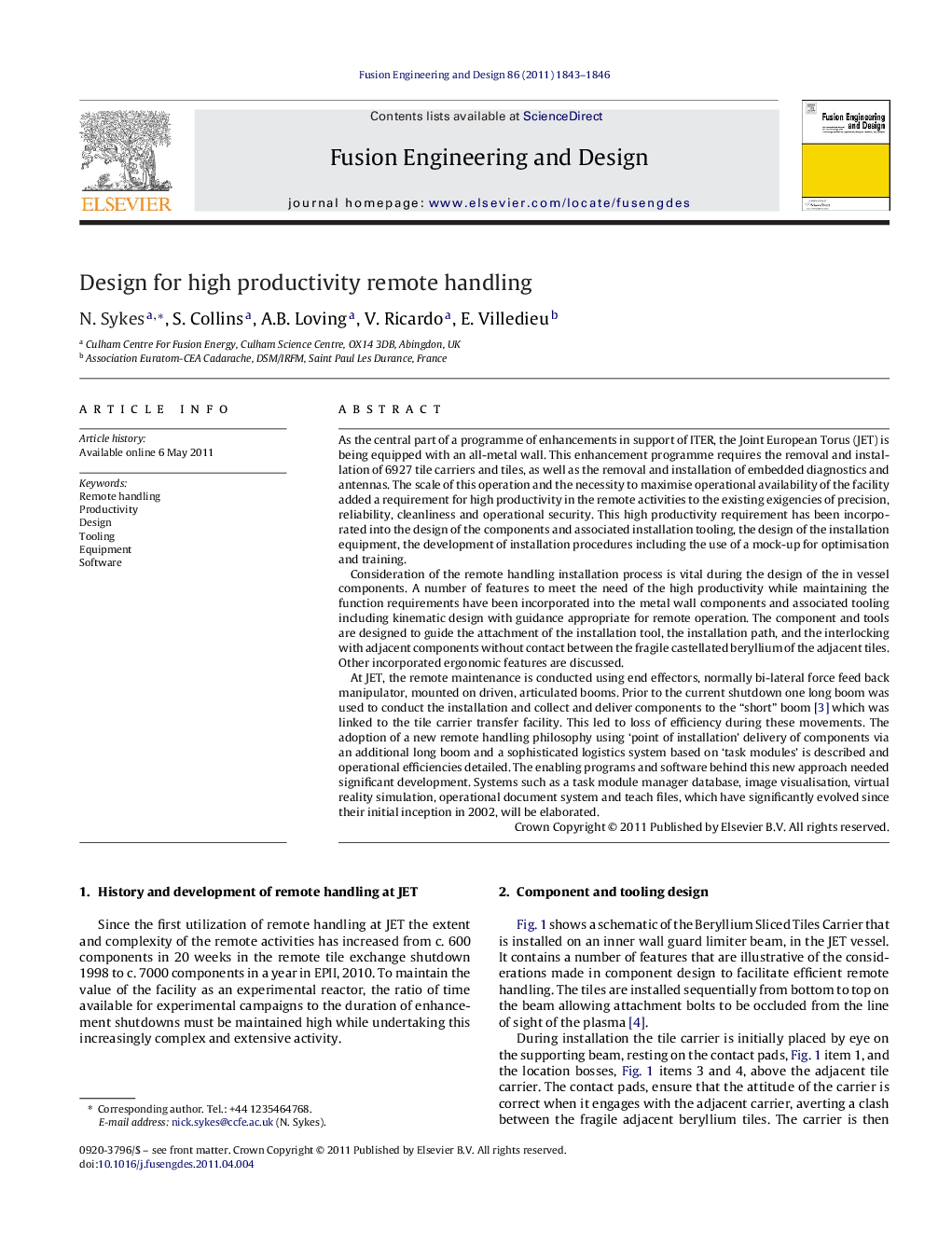 Design for high productivity remote handling