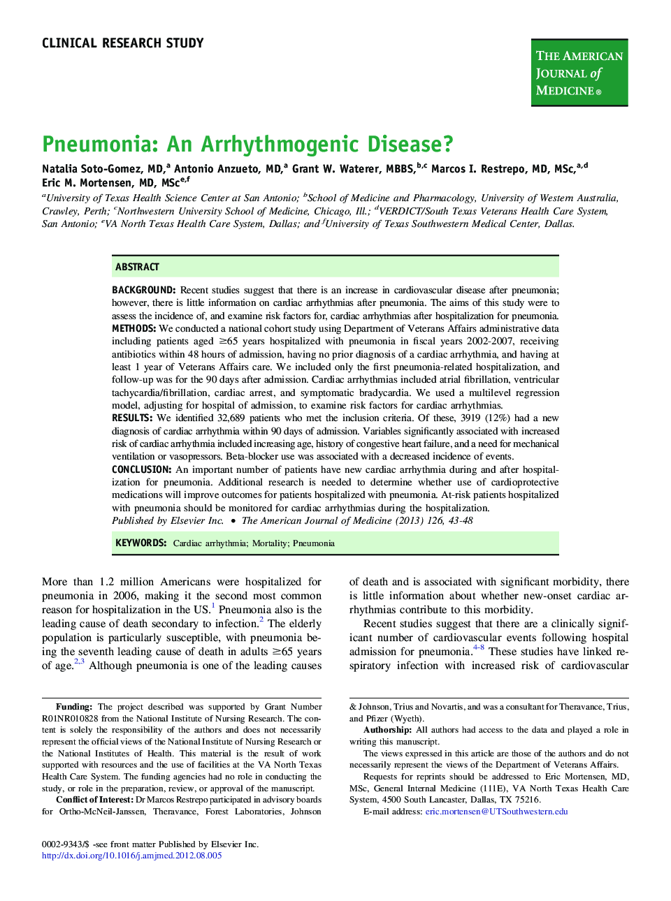 Pneumonia: An Arrhythmogenic Disease? 