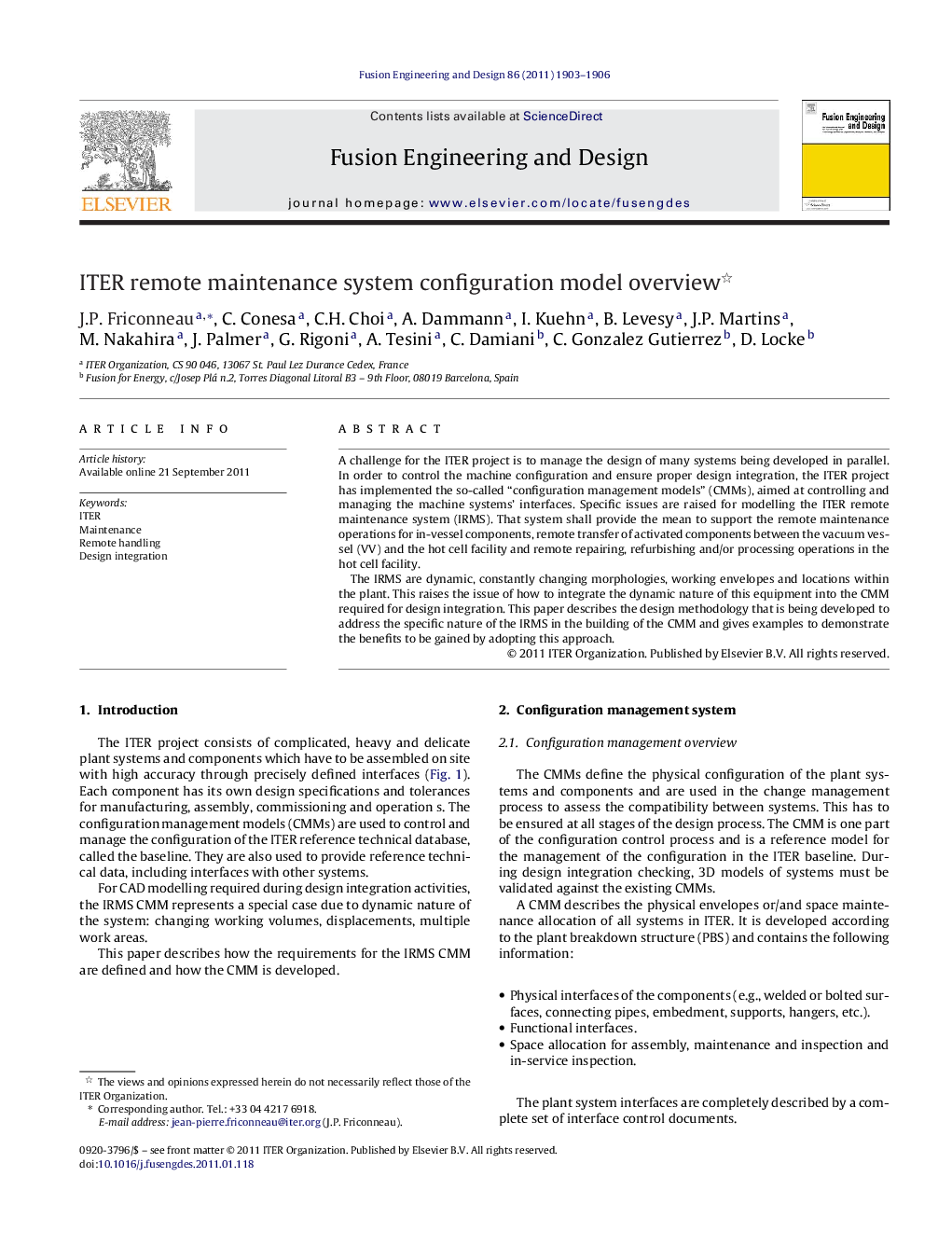 ITER remote maintenance system configuration model overview 