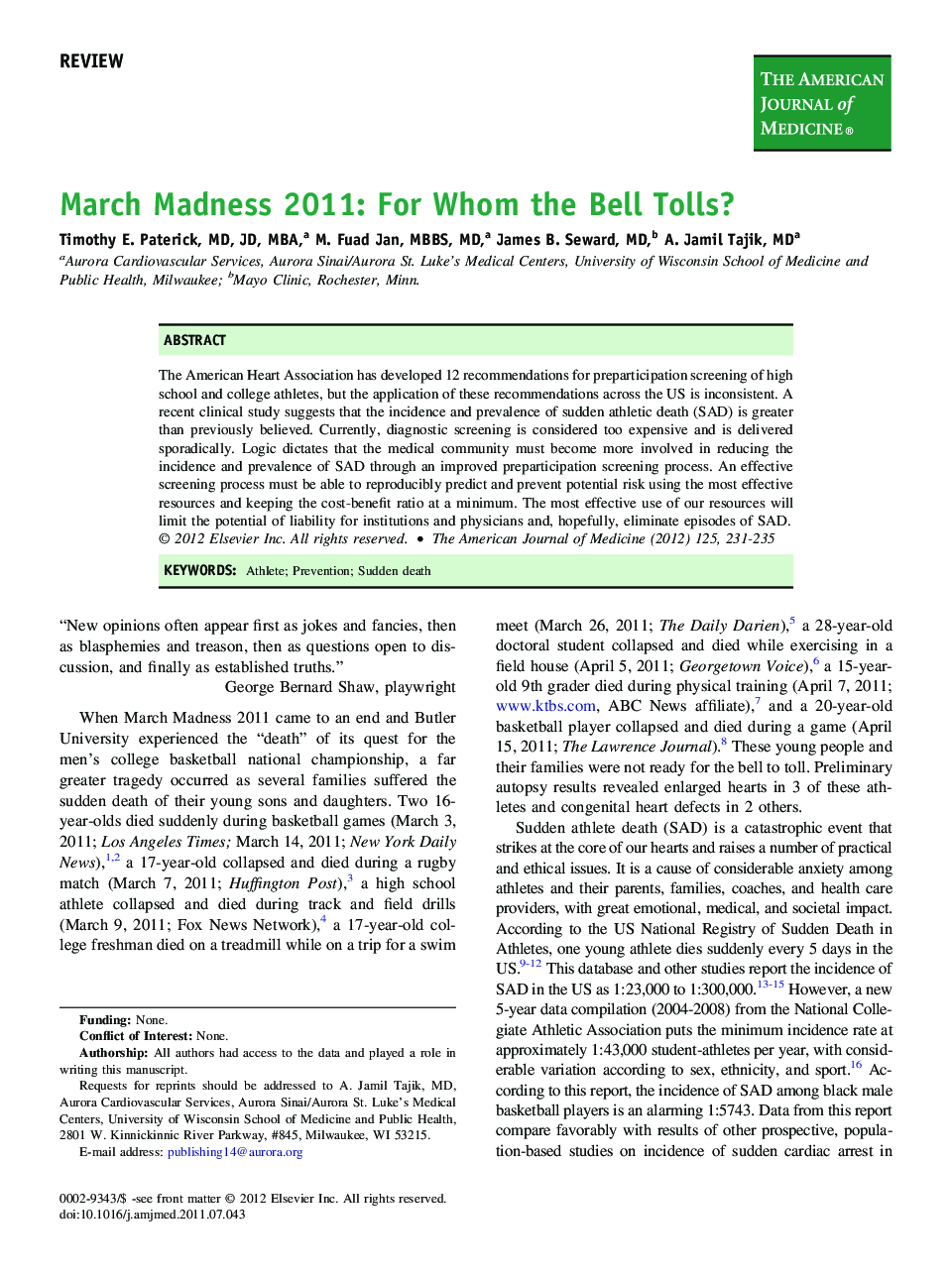 March Madness 2011: For Whom the Bell Tolls? 
