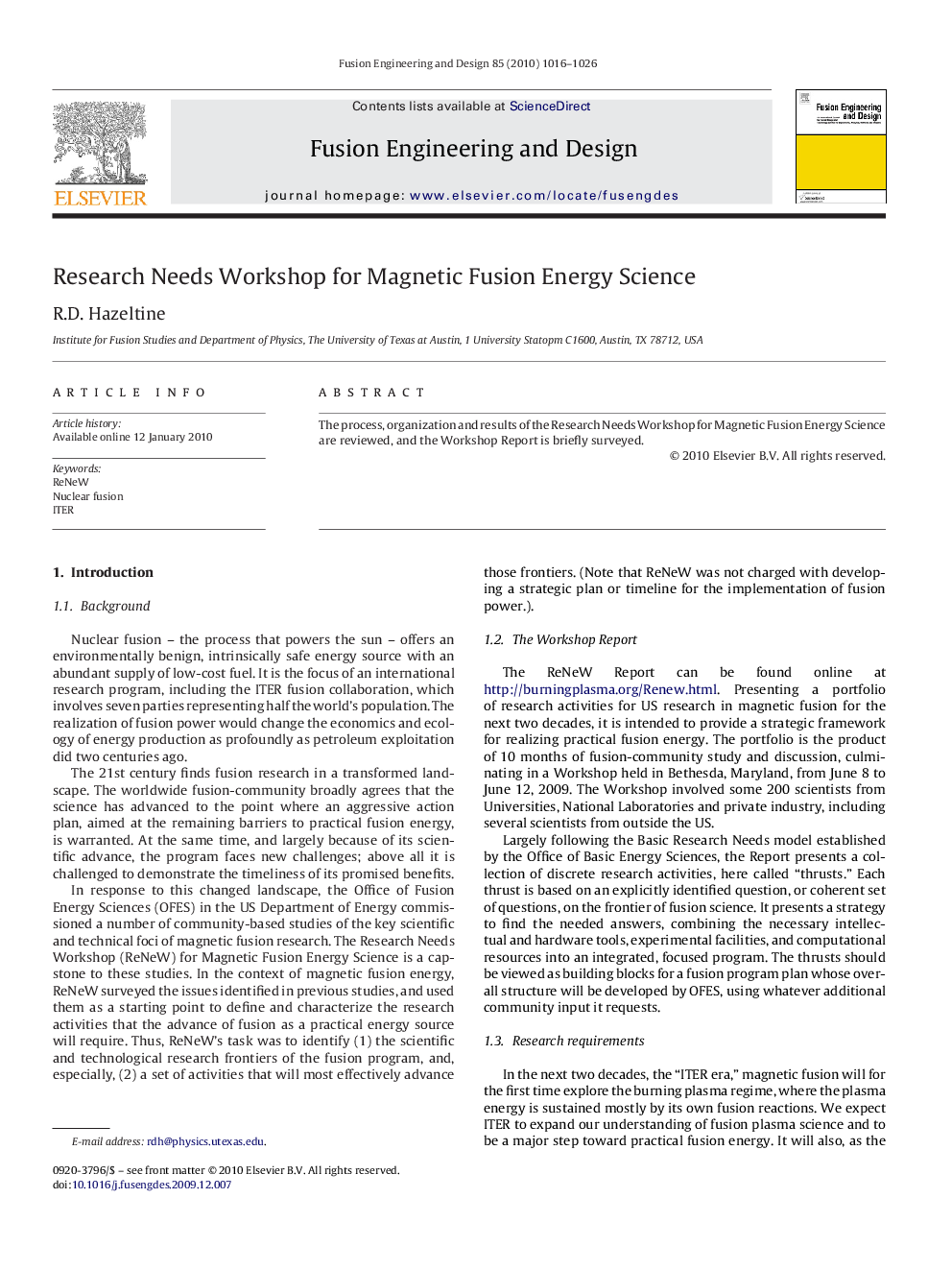 Research Needs Workshop for Magnetic Fusion Energy Science