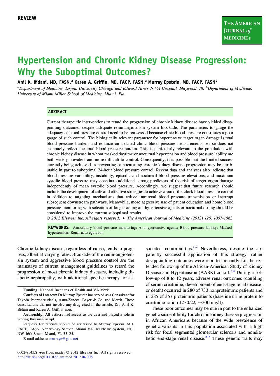 Hypertension and Chronic Kidney Disease Progression: Why the Suboptimal Outcomes? 