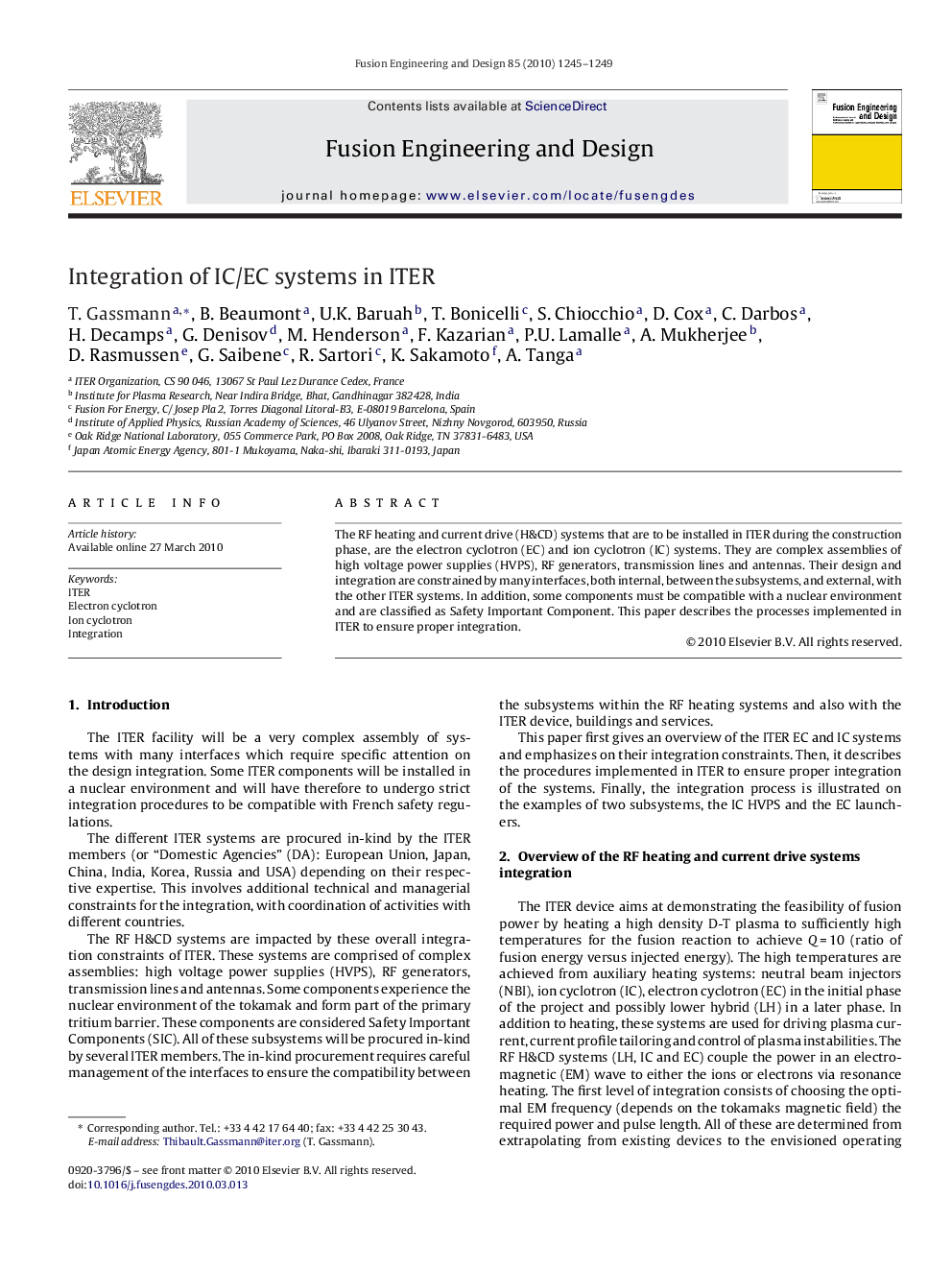 Integration of IC/EC systems in ITER