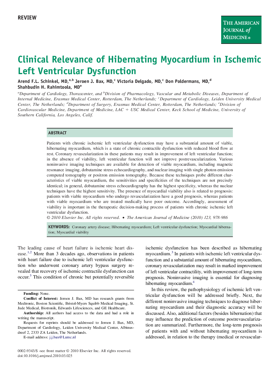 Clinical Relevance of Hibernating Myocardium in Ischemic Left Ventricular Dysfunction 