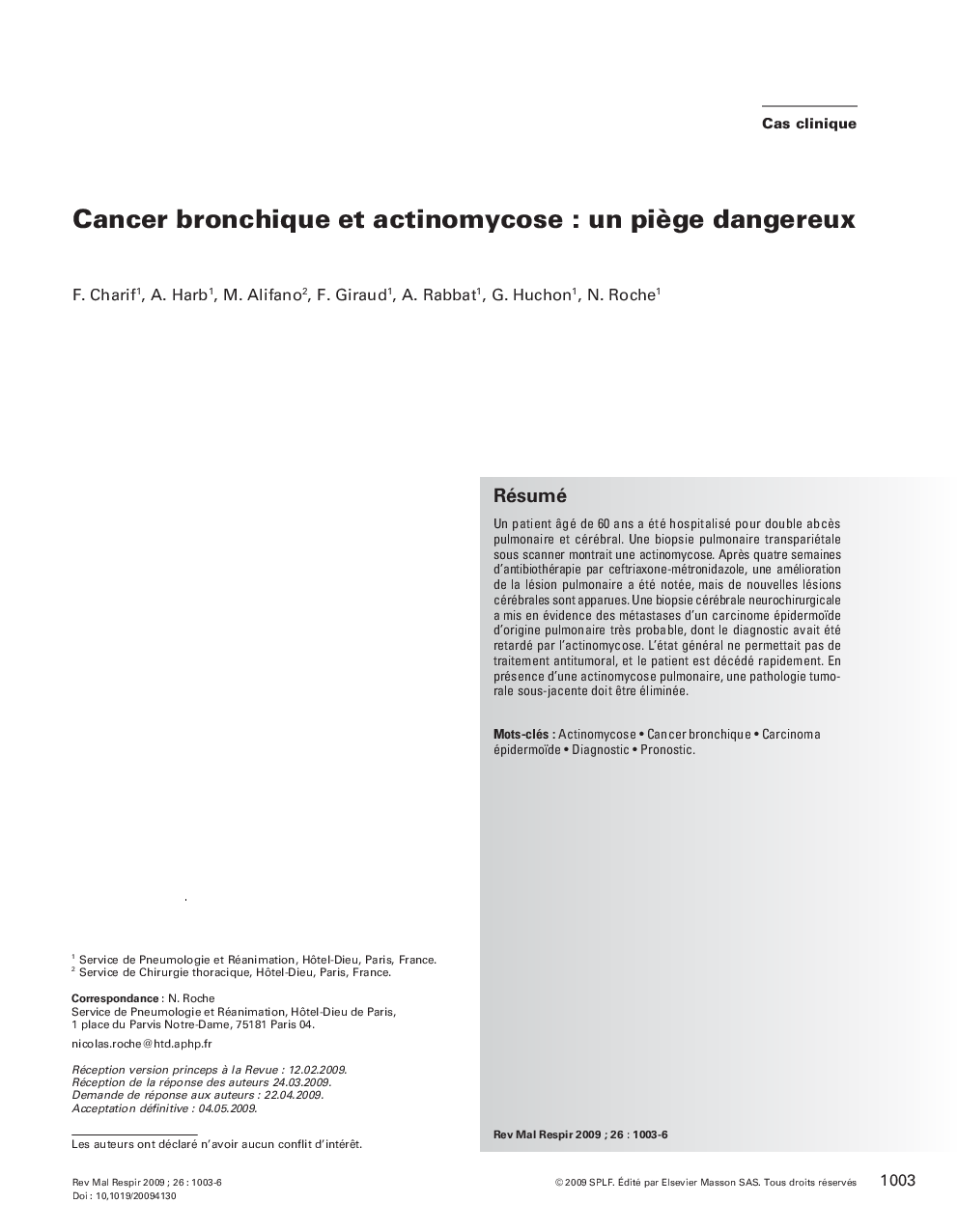 Cancer bronchique et actinomycose : un piÃ¨ge dangereux