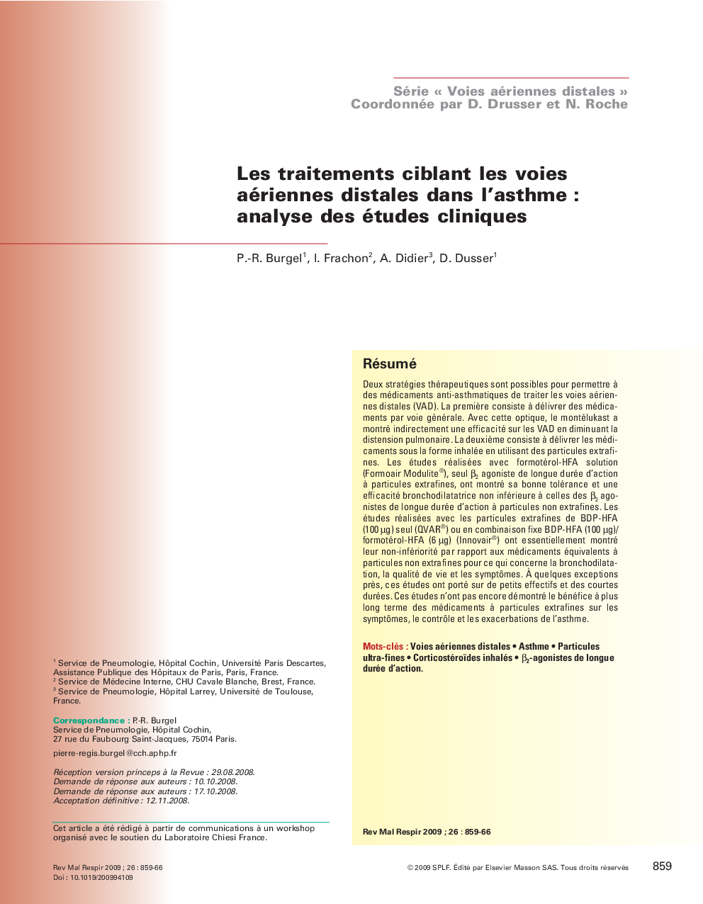 Les traitements ciblant les voies aériennes distales dans l'asthme : analyse des études cliniques