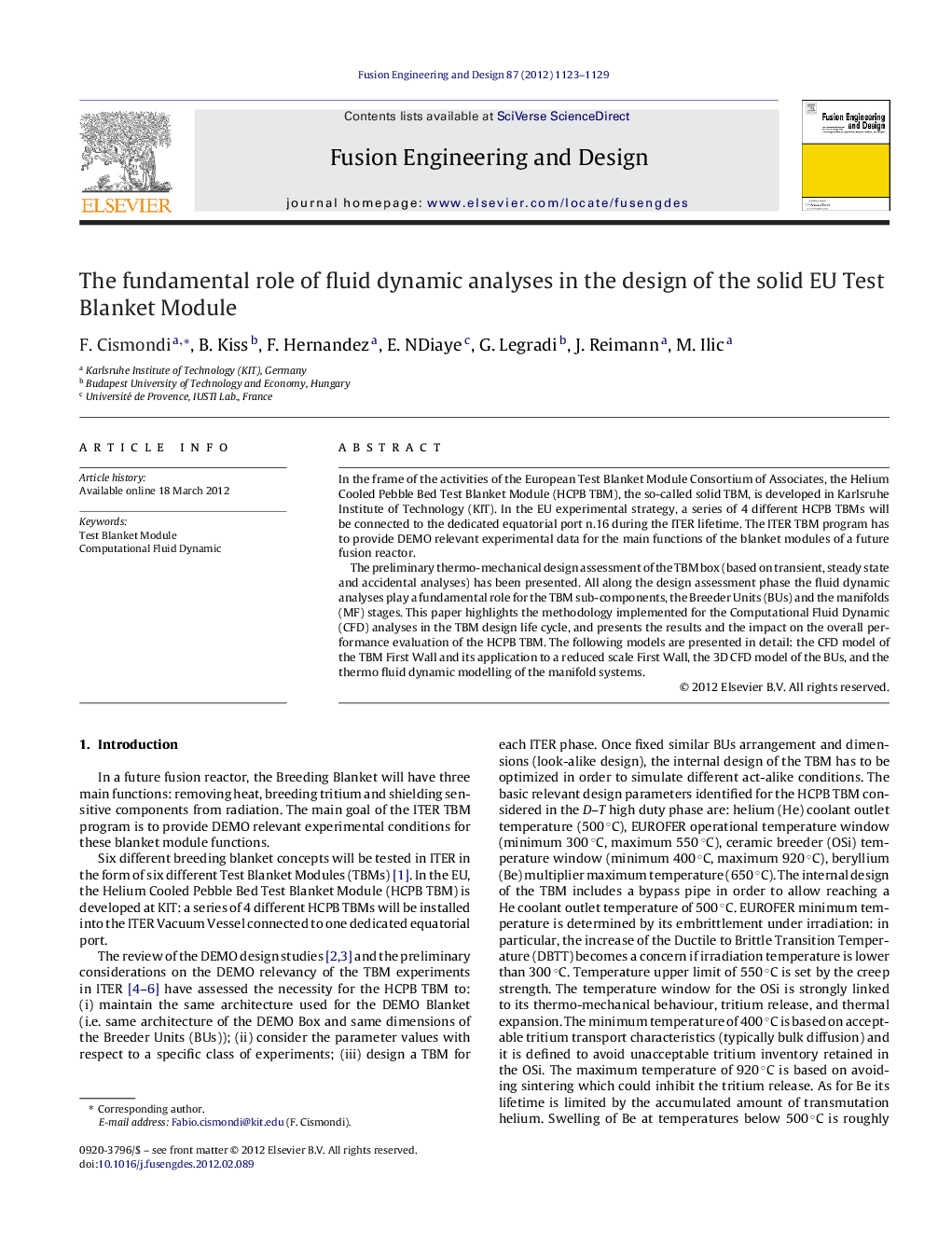 The fundamental role of fluid dynamic analyses in the design of the solid EU Test Blanket Module