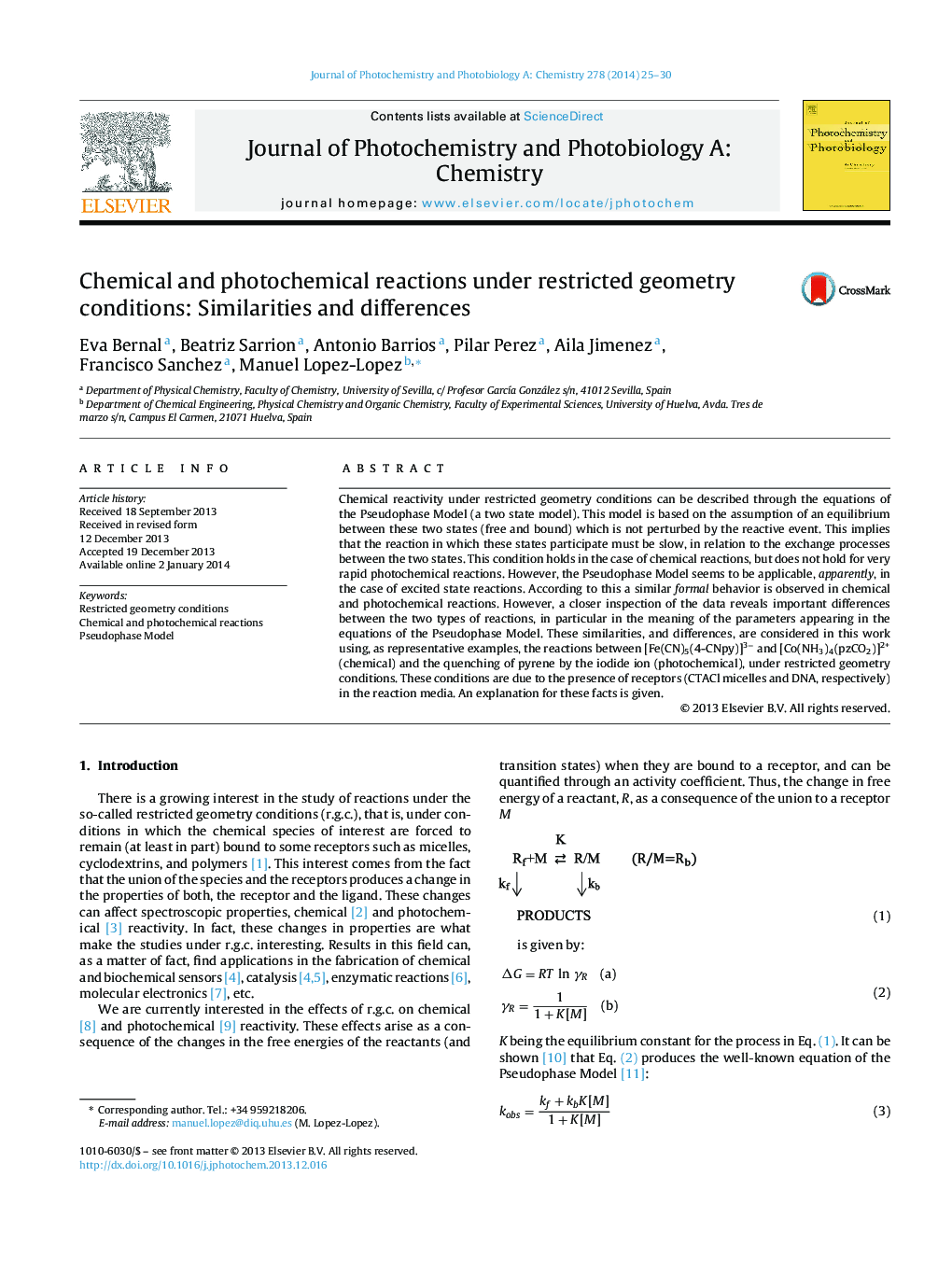 Chemical and photochemical reactions under restricted geometry conditions: Similarities and differences