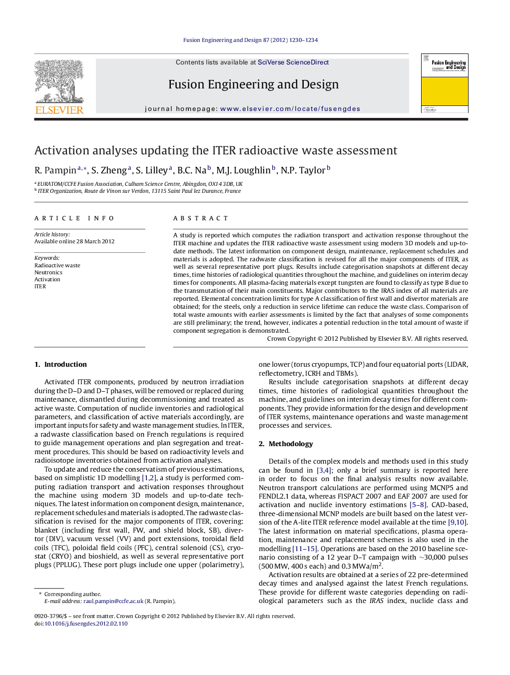 Activation analyses updating the ITER radioactive waste assessment