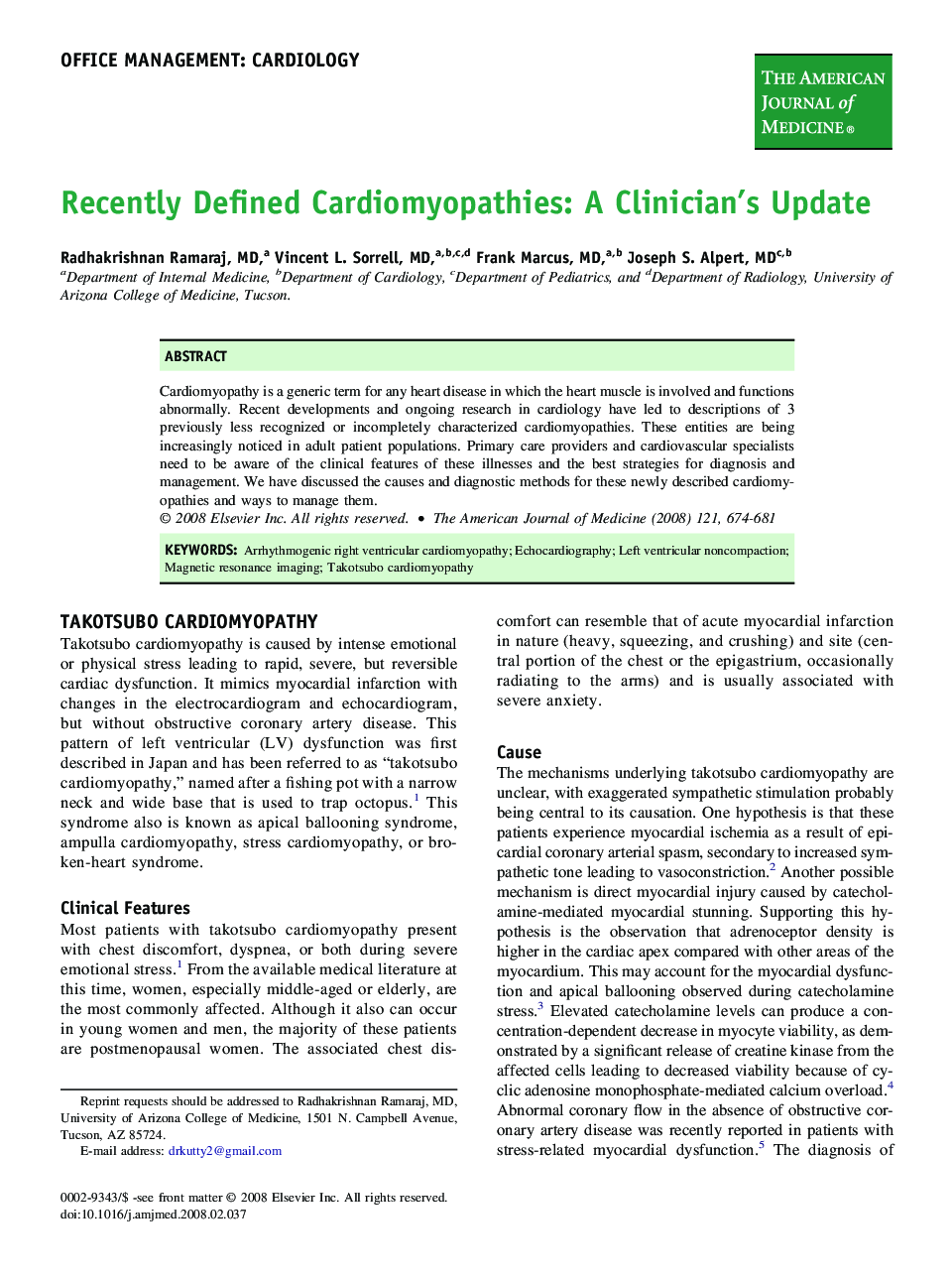 Recently Defined Cardiomyopathies: A Clinician's Update