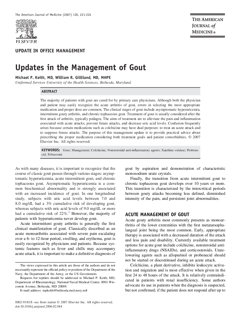 Updates in the Management of Gout 