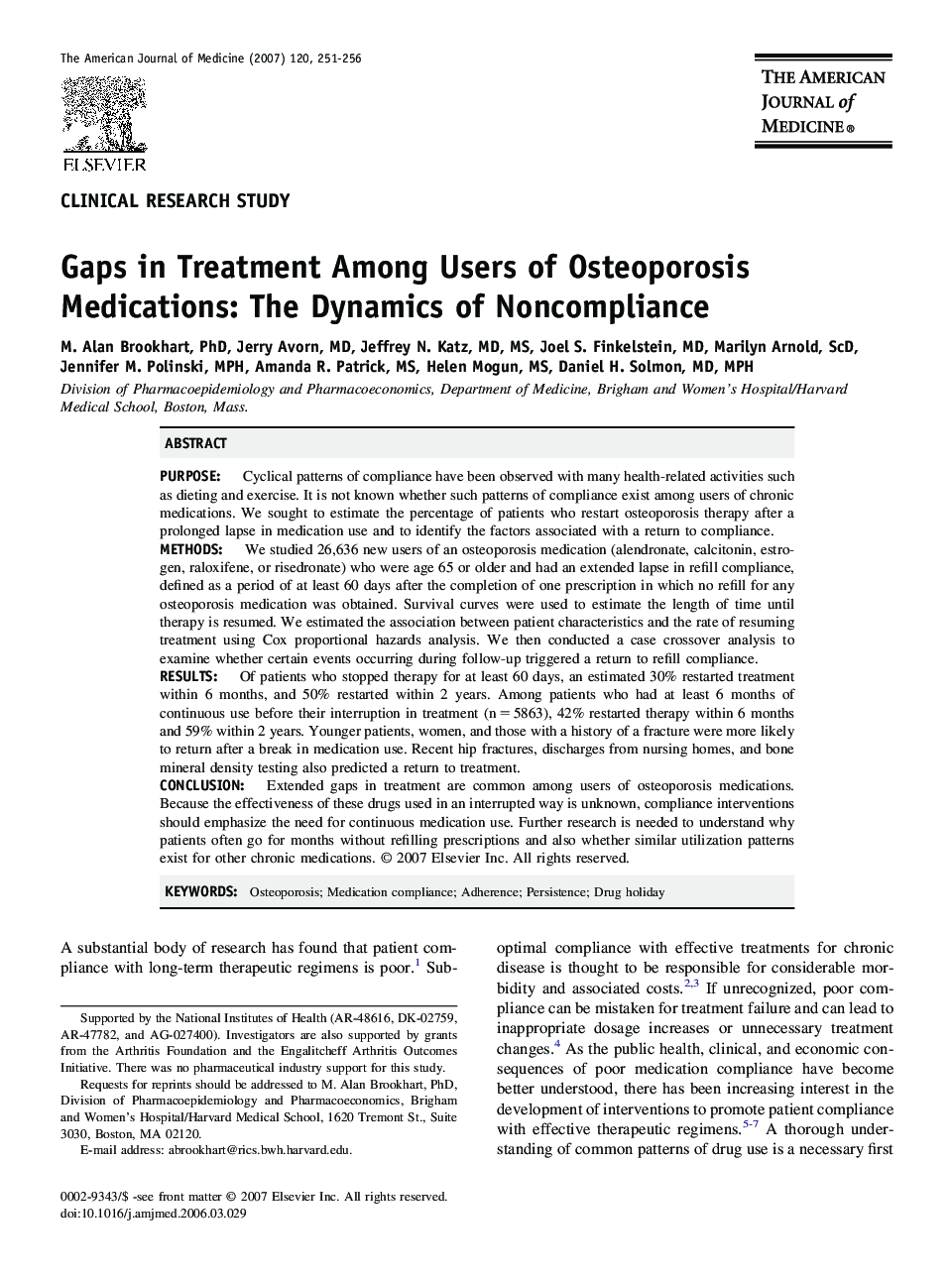 Gaps in Treatment Among Users of Osteoporosis Medications: The Dynamics of Noncompliance 