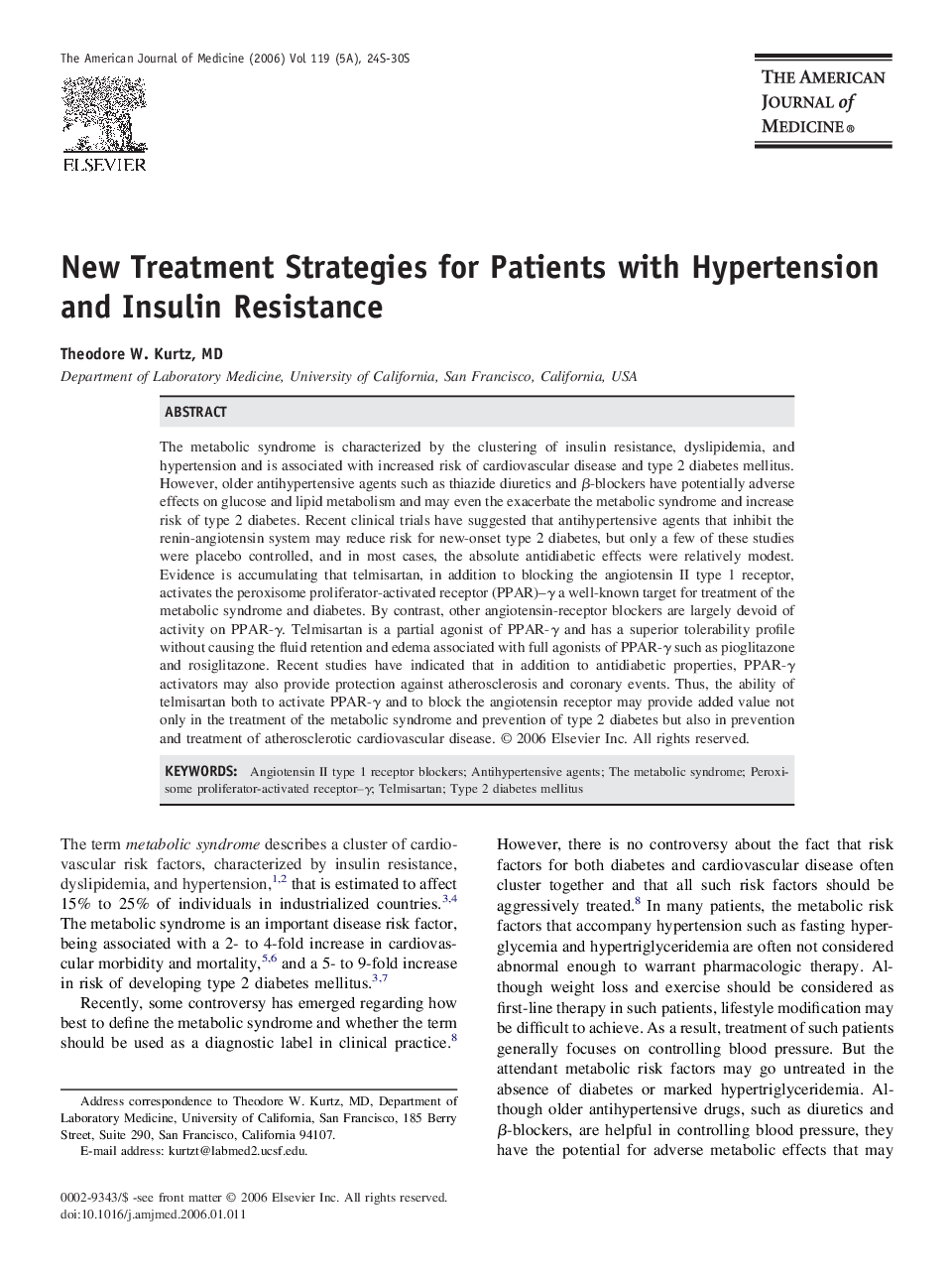 New Treatment Strategies for Patients with Hypertension and Insulin Resistance