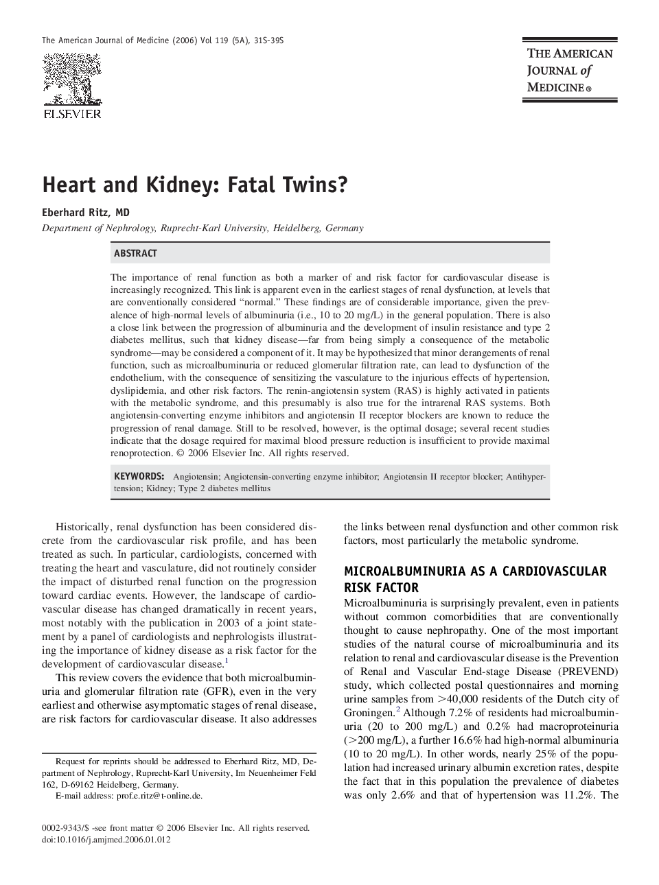 Heart and Kidney: Fatal Twins?