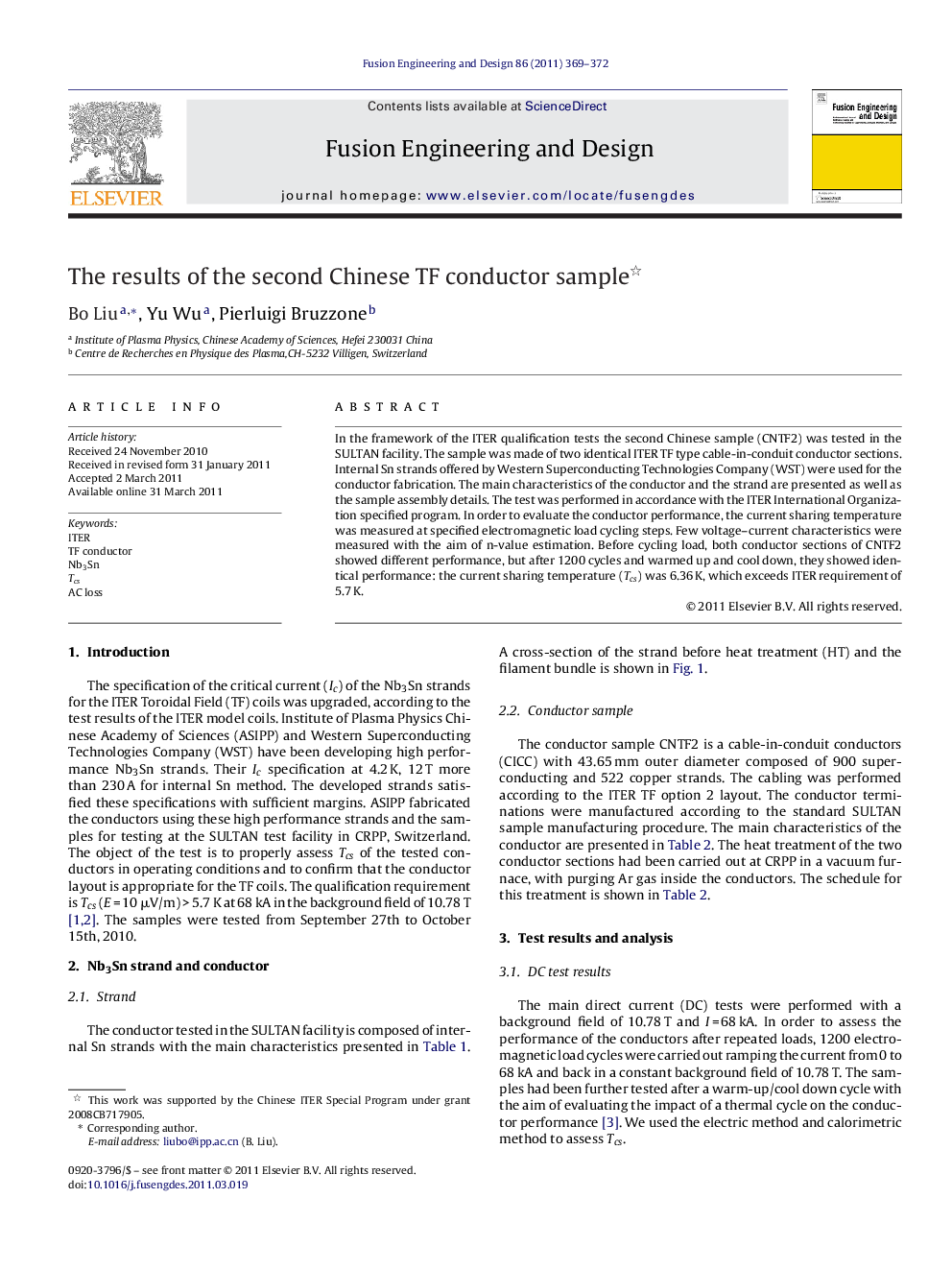 The results of the second Chinese TF conductor sample 