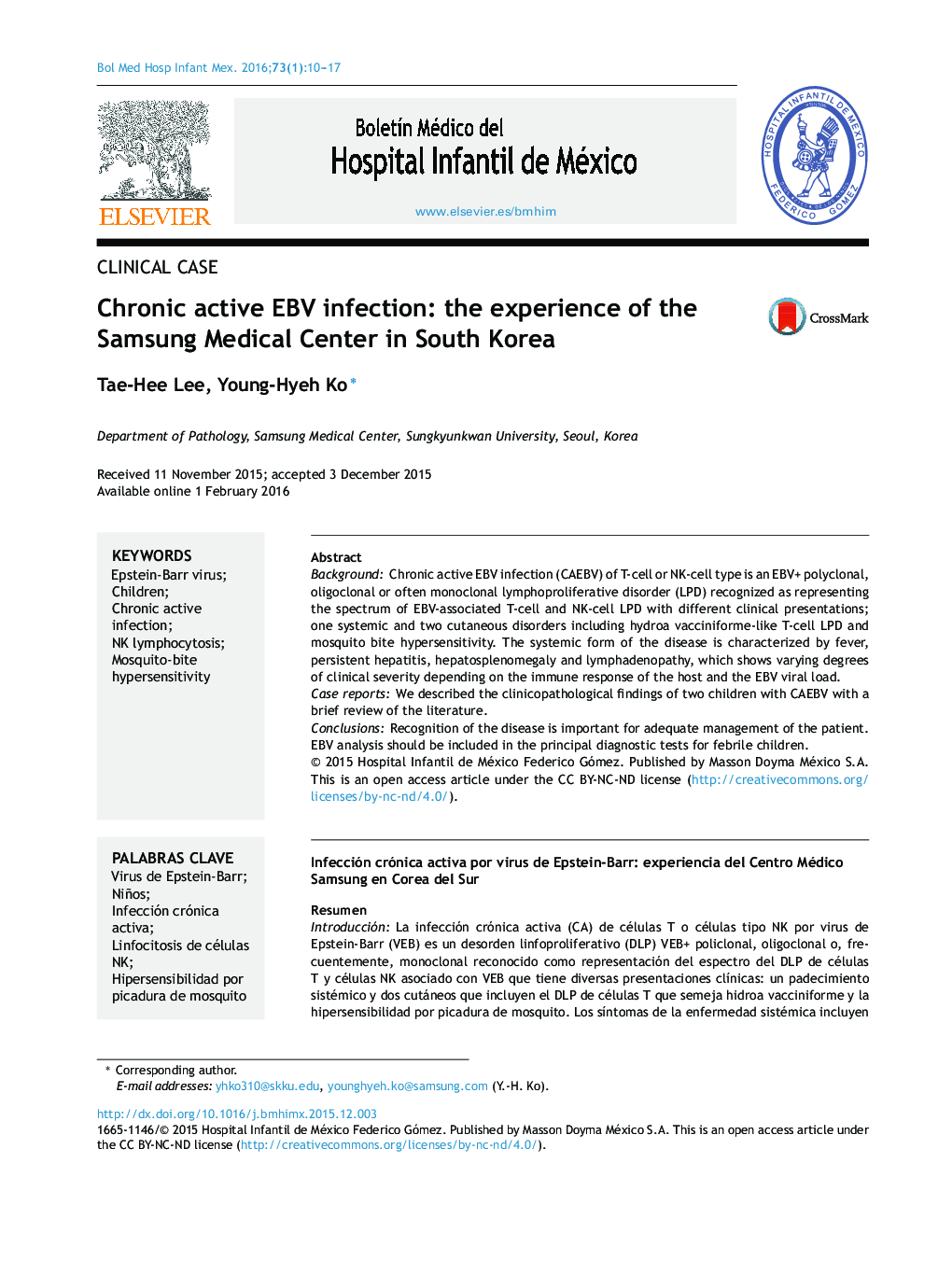 Chronic active EBV infection: the experience of the Samsung Medical Center in South Korea