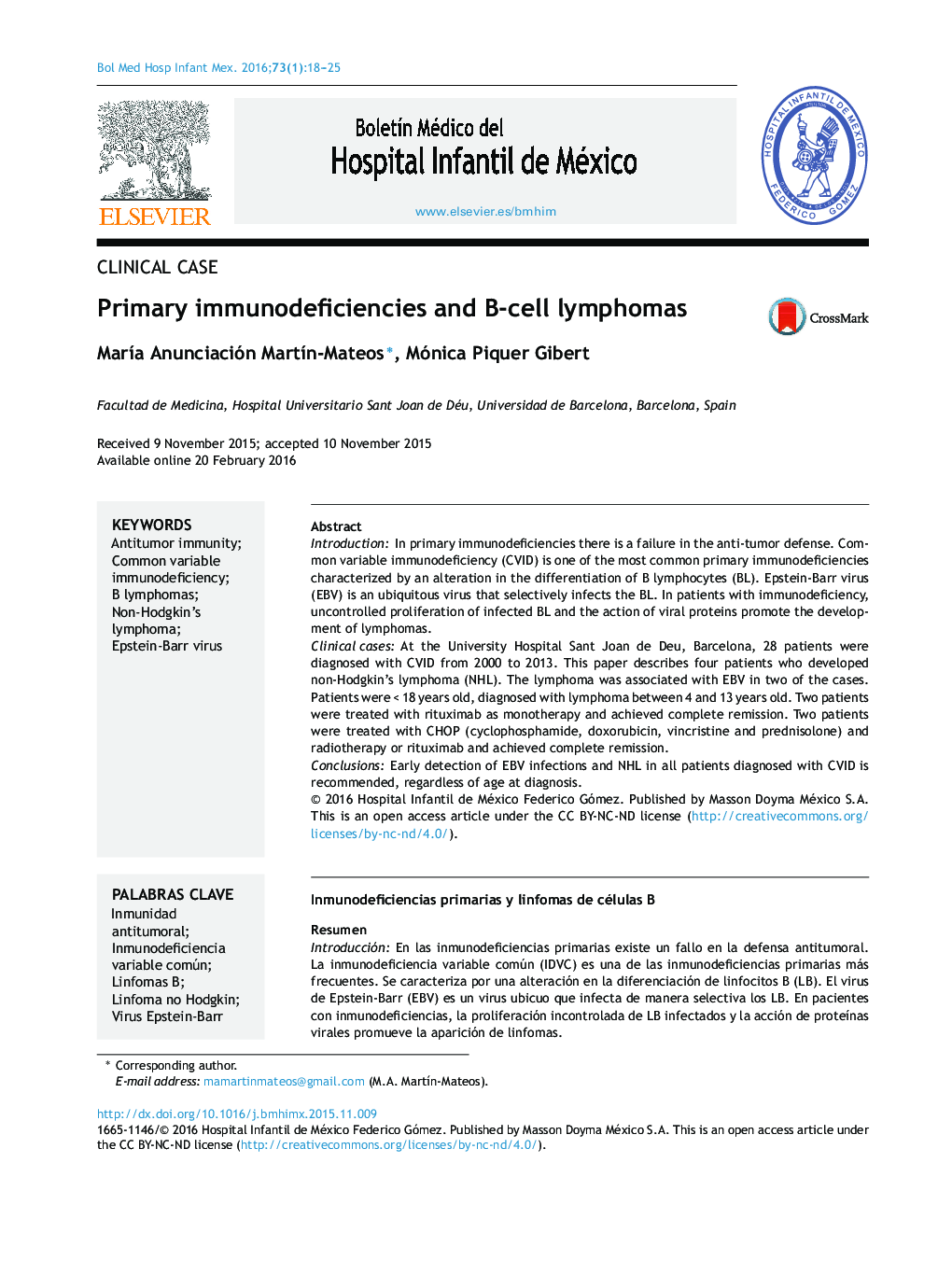 Primary immunodeficiencies and B-cell lymphomas