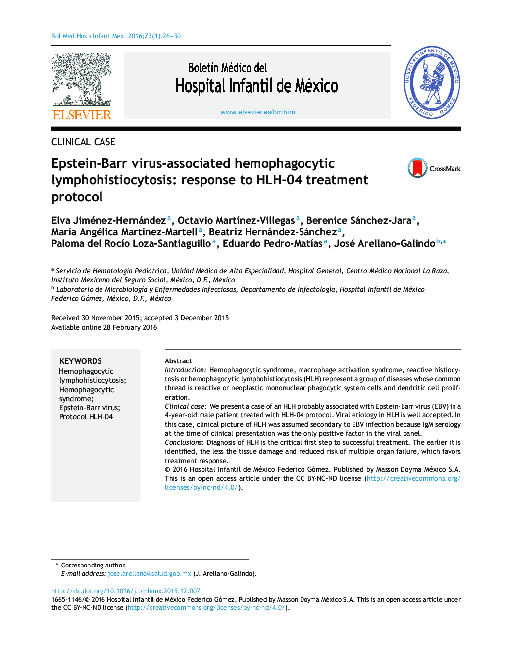 Epstein-Barr virus-associated hemophagocytic lymphohistiocytosis: response to HLH-04 treatment protocol