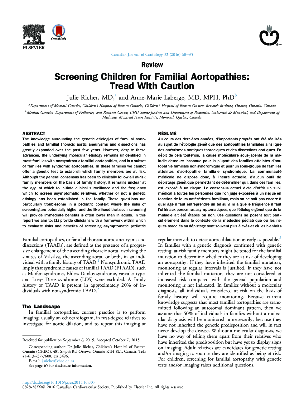 غربالگری کودکان برای Aortopathies خانوادگی: برداشتن گام با احتیاط