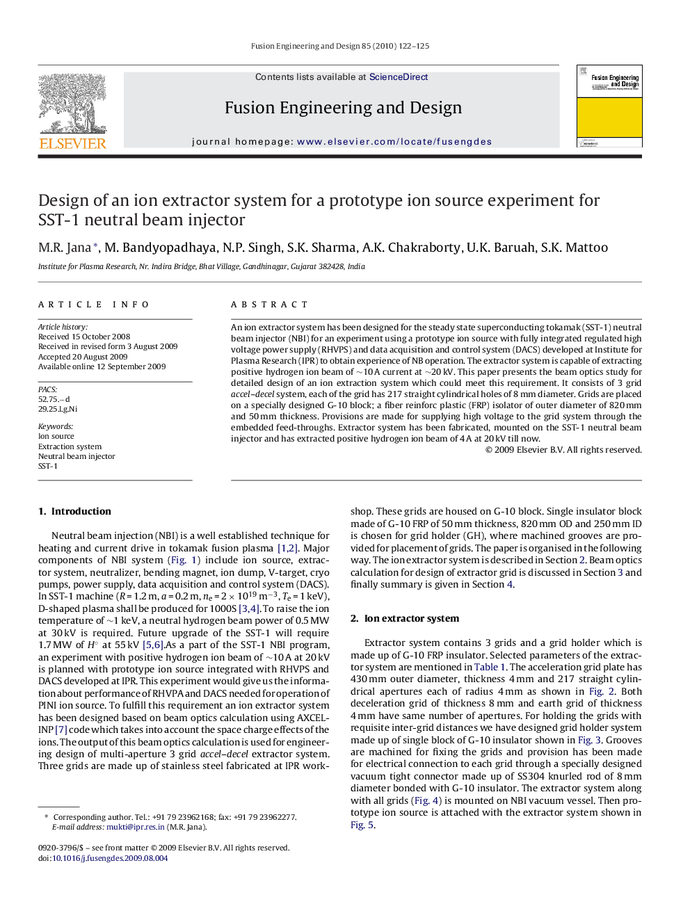 Design of an ion extractor system for a prototype ion source experiment for SST-1 neutral beam injector