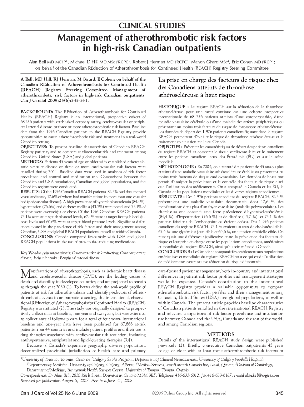 عکس صفحه اول مقاله: Management of atherothrombotic risk factors in high-risk Canadian outpatients Management of atherothrombotic risk factors in high-risk Canadian outpatients