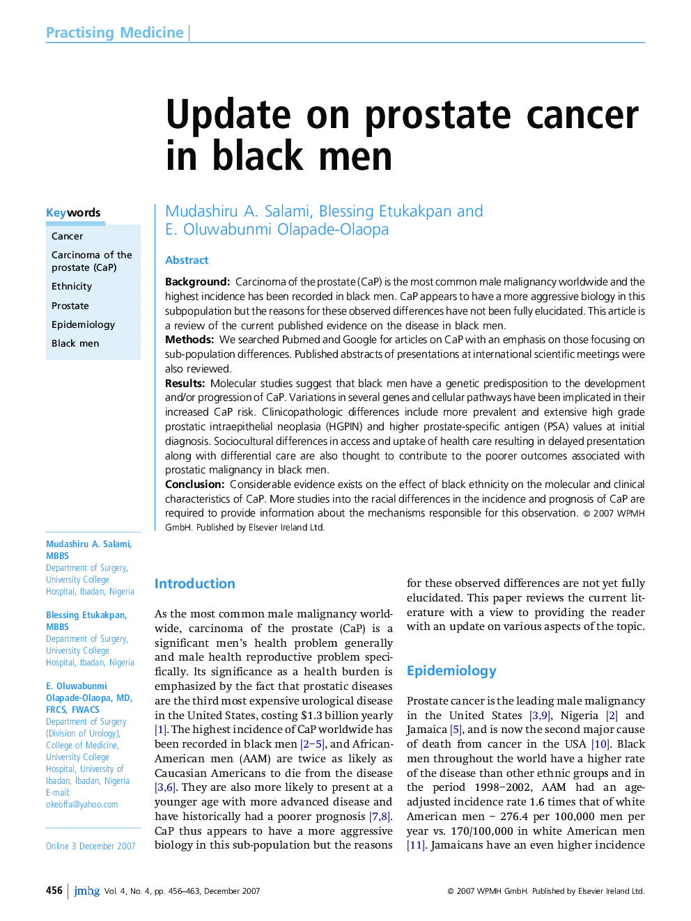 Update on prostate cancer in black men