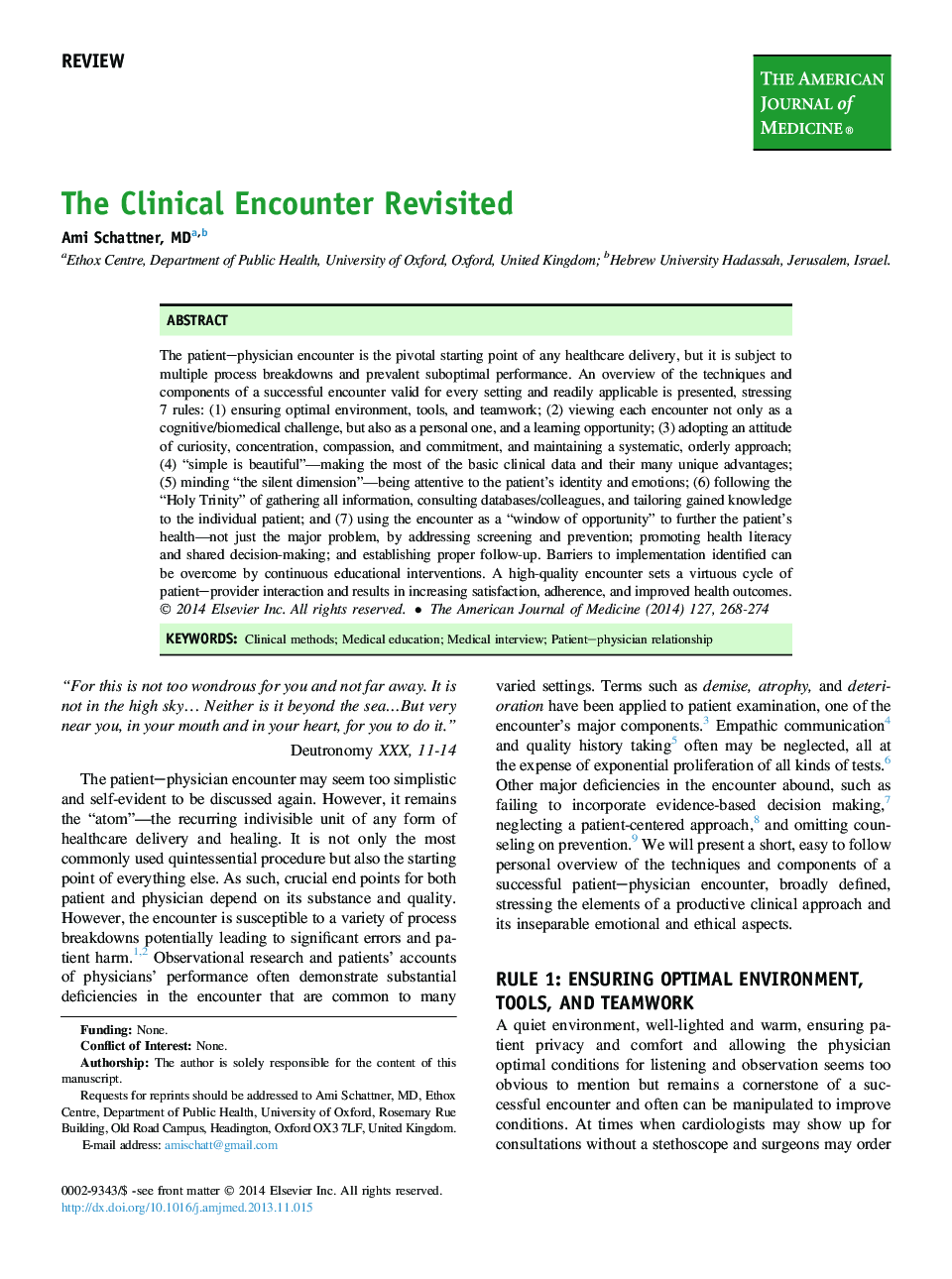 The Clinical Encounter Revisited 