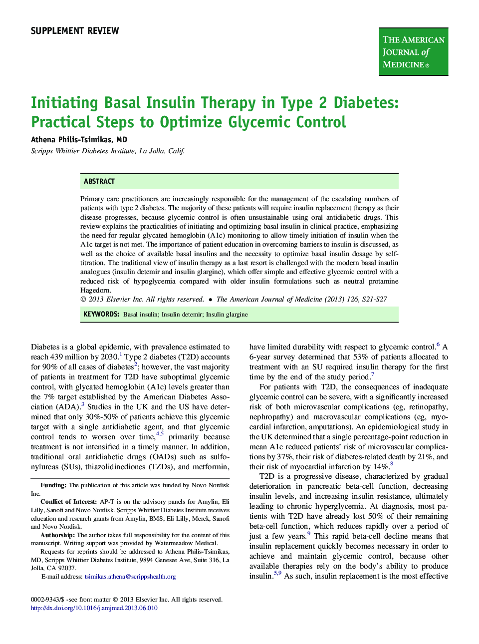 Initiating Basal Insulin Therapy in Type 2 Diabetes: Practical Steps to Optimize Glycemic Control 