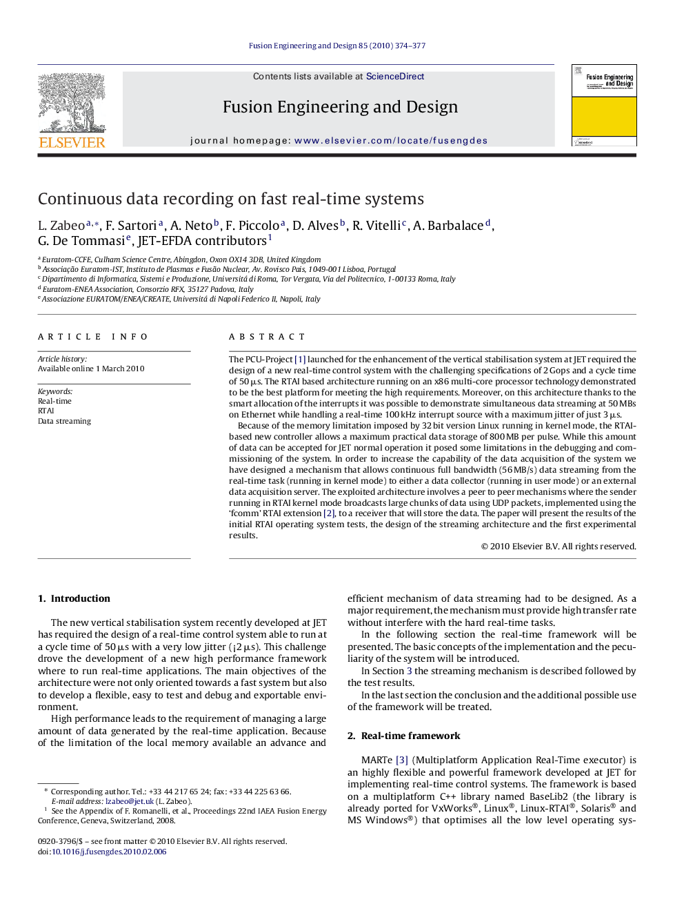 Continuous data recording on fast real-time systems