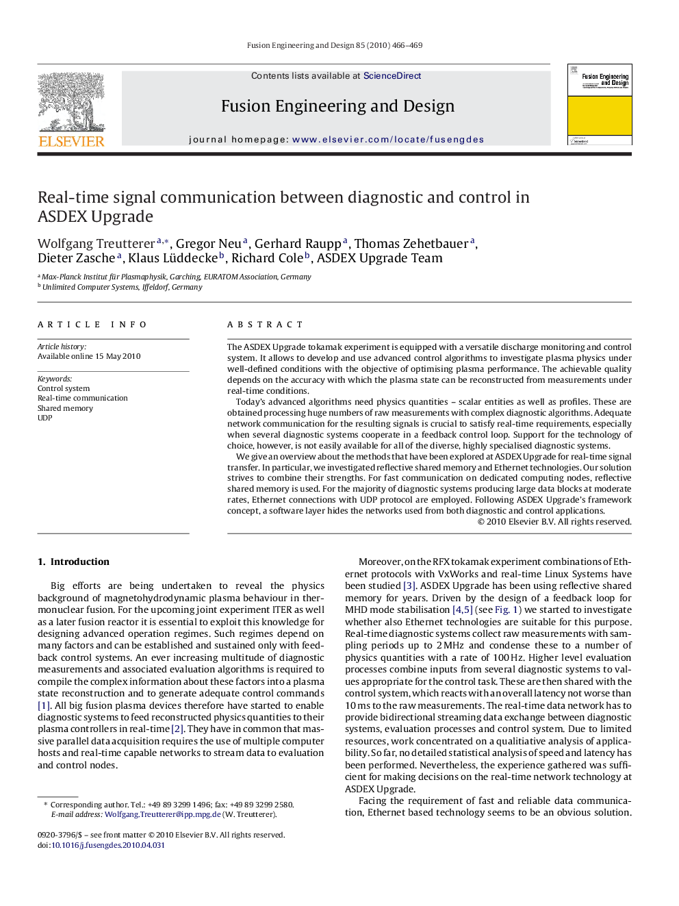 Real-time signal communication between diagnostic and control in ASDEX Upgrade