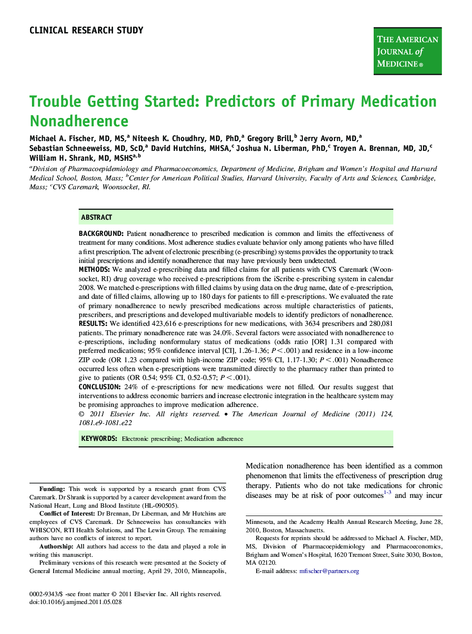 Trouble Getting Started: Predictors of Primary Medication Nonadherence